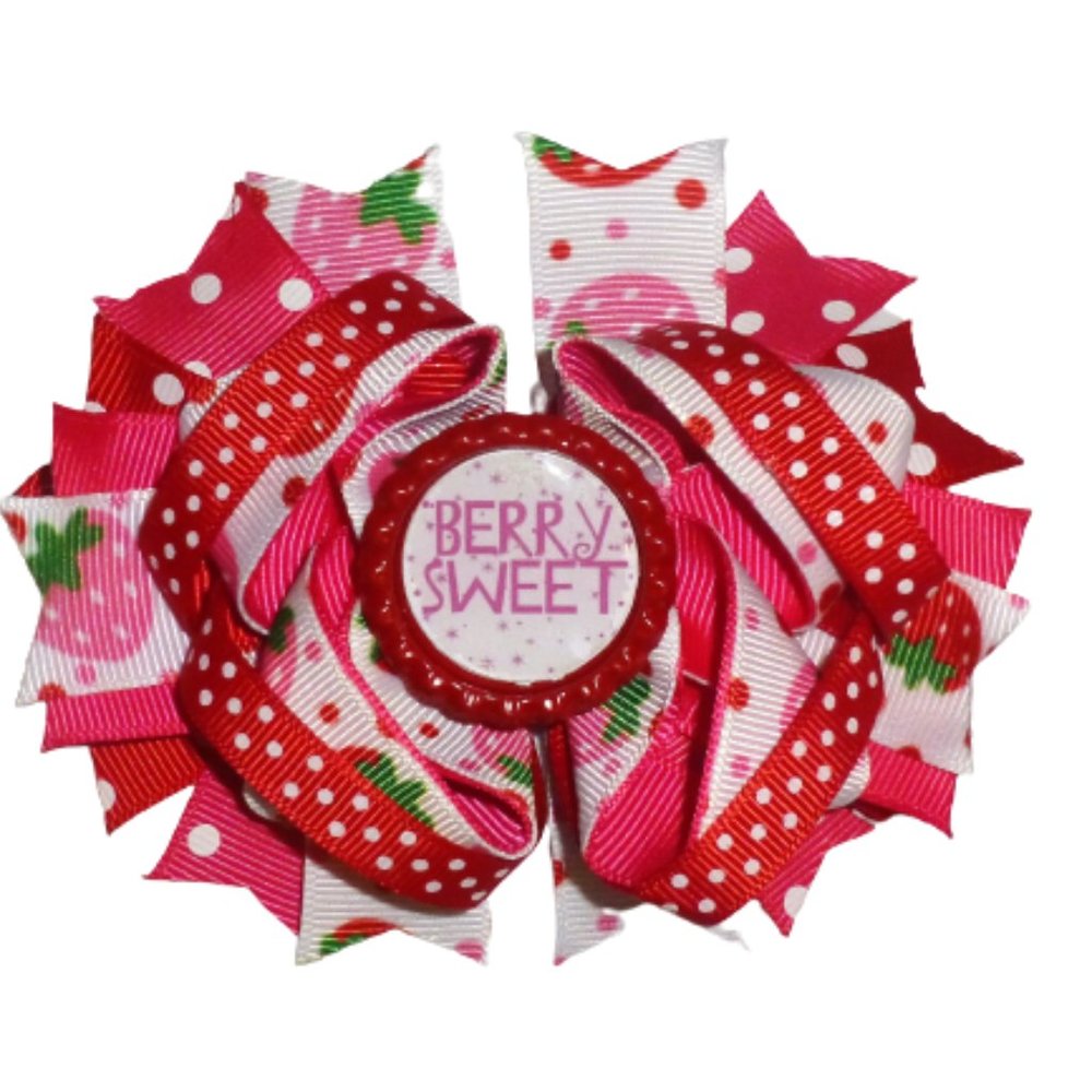 Strawberry Girls 5-Inch Hair Bow Clip Berry Sweet